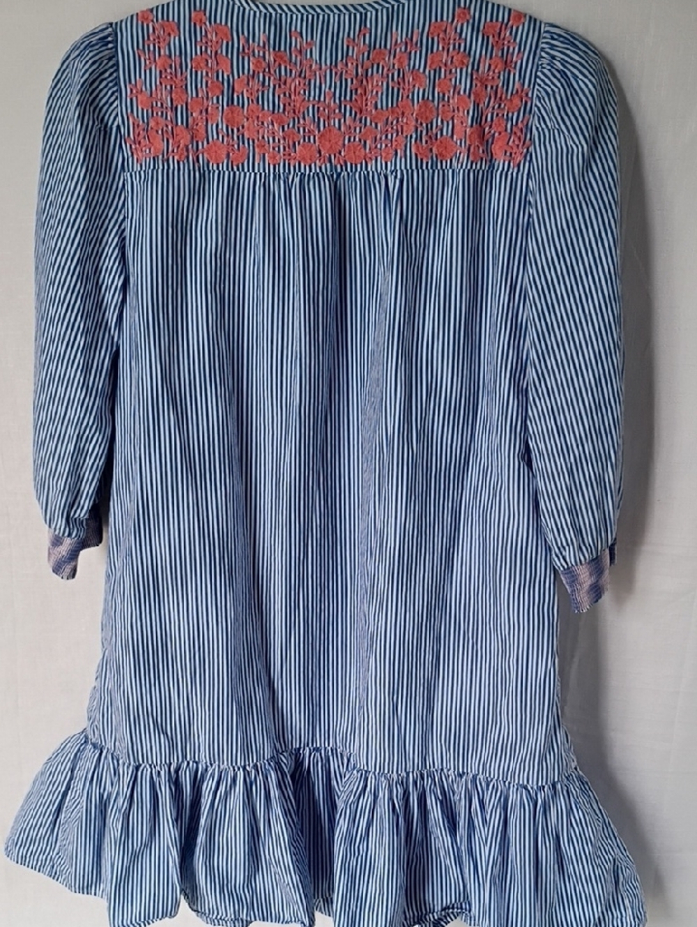 J. Crew Women's Leda Embroidery Popover Dress Size XXS Stripe 100 Cotton - Picture 6 of 11